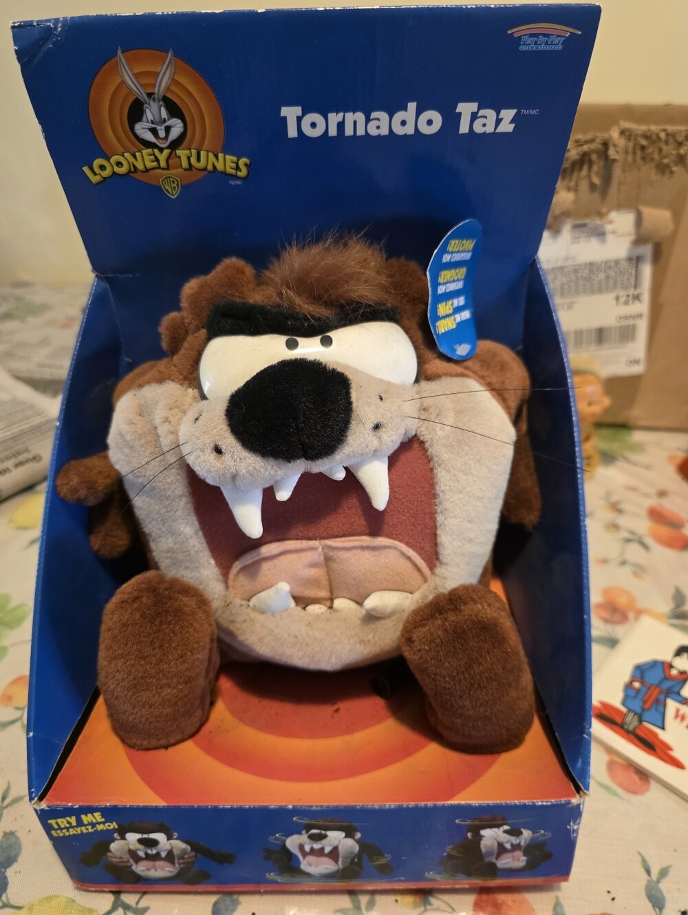 *Not Tested *Warner Bros. Tornado Taz Plush - Brown, Black, White